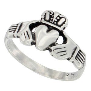 Sterling Silver Claddagh Ring Antiqued finish